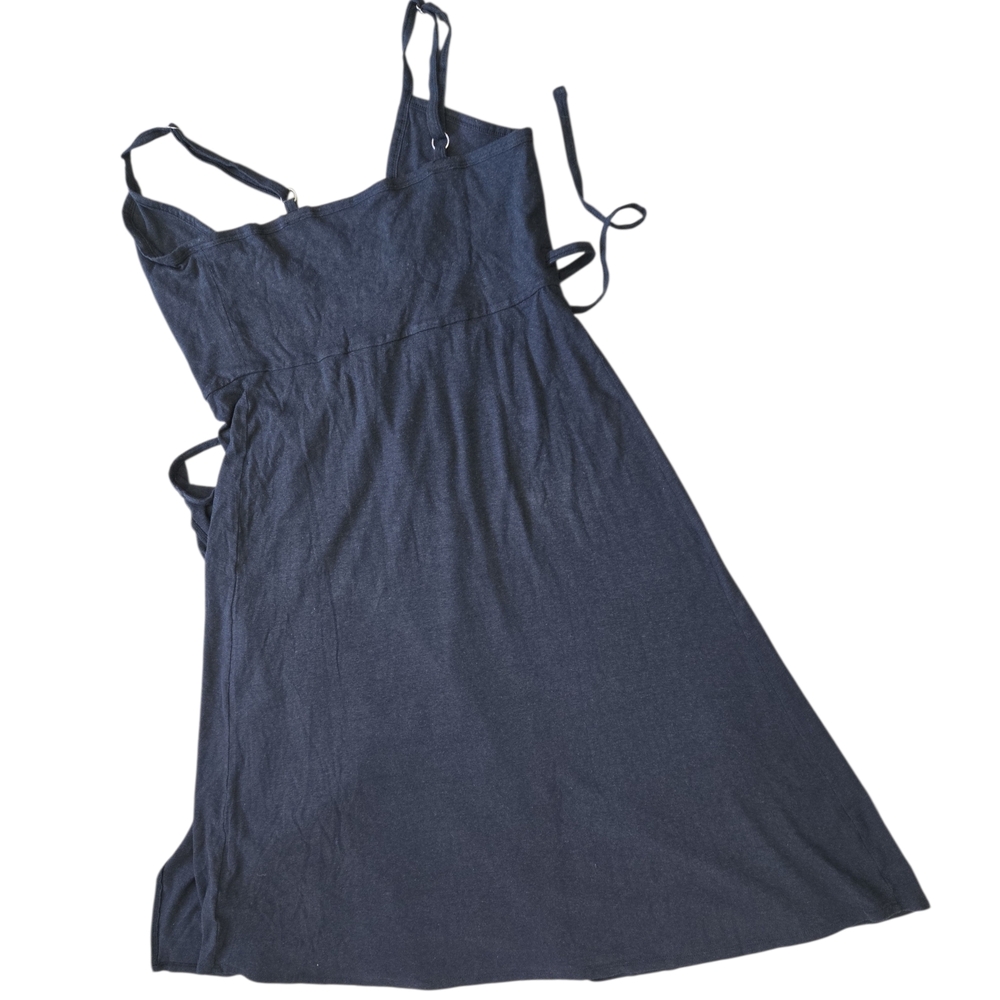 Patagonia Wear With All Wrap Dress Hemp Organic Cotton Dark Blue Midi Med 75220 - Picture 9 of 13